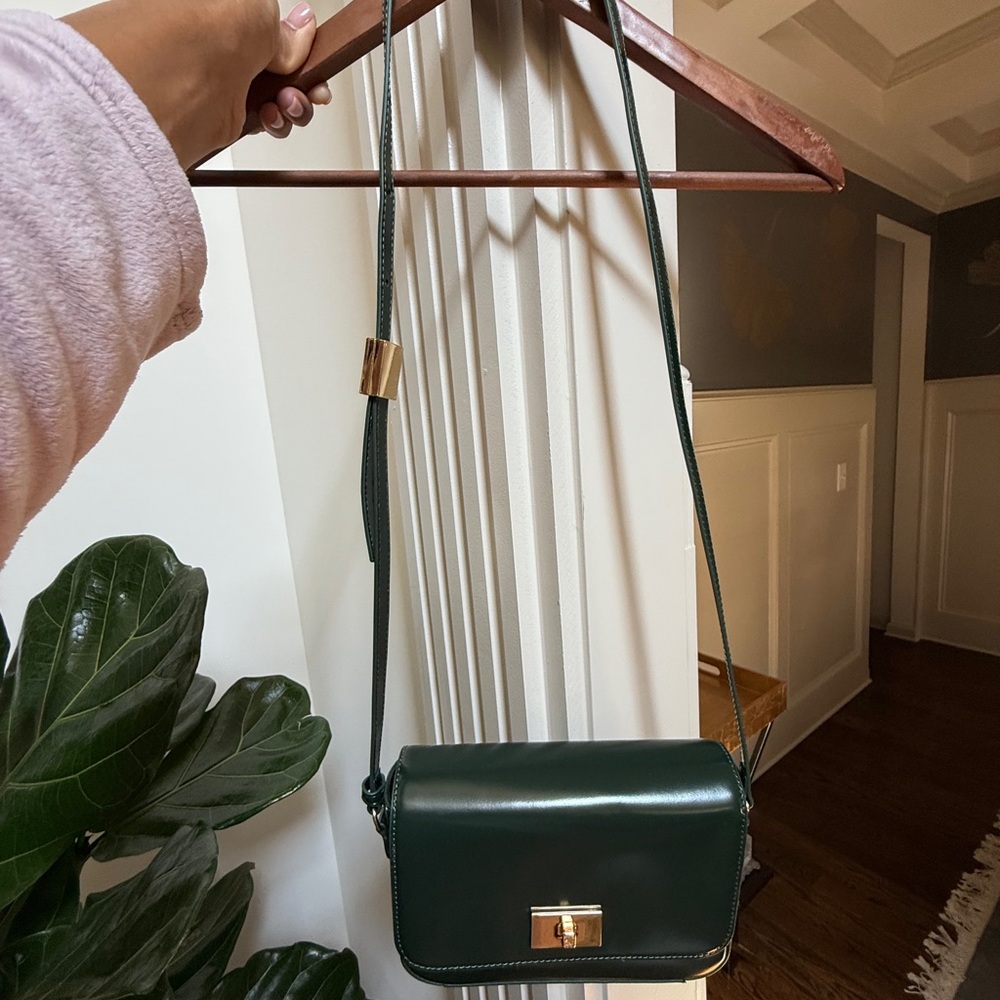 NEW! J Crew Leather Cross Body / Hunter Green